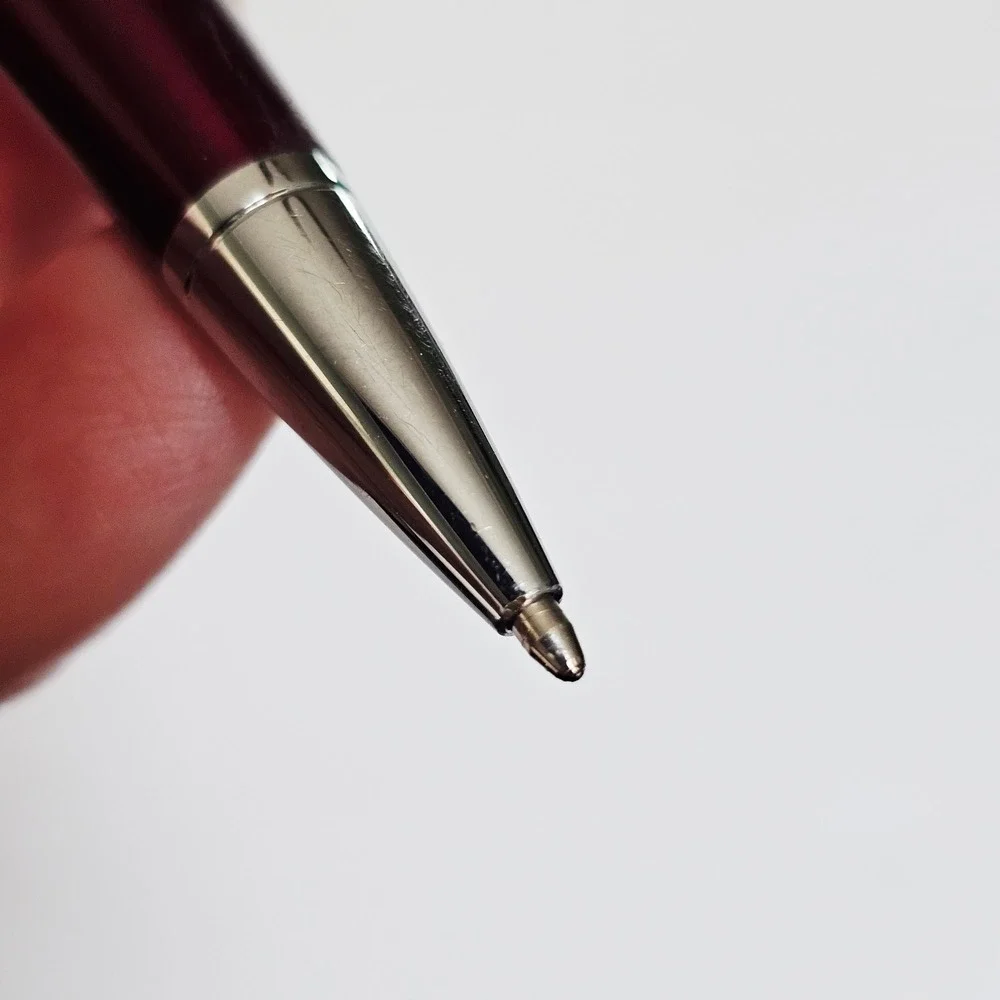 Vtg Cross Bailey Ballpoint Pen Metallic Burgundy Red‎ Chrome Trim Twist Action